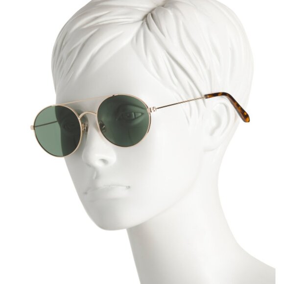 NEW FOSSIL 55mm Brow Bar Round Sunglasses gold 161mn - Picture 2 of 2